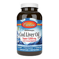 Жирные кислоты Carlson Labs Cod Liver Oil Gems Super 1000 mg, 250 капсул CN6995 DS