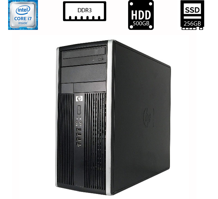 Комп'ютер HP Compaq 8200 Elite Microtower/Intel Core i7-2600 3.40GHz/8GB DDR3/HDD 500GB+SSD 256GB/Intel HD Graphics 2000