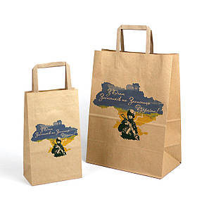 Подарунки на День захисника упаковка 150*90*240 Крафт Пакет під подарунок з Українською символікою