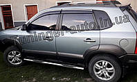 Дефлекторы окон с хром молдингом (ветровики) Hyundai Tucson 2004-2012 (Fly)