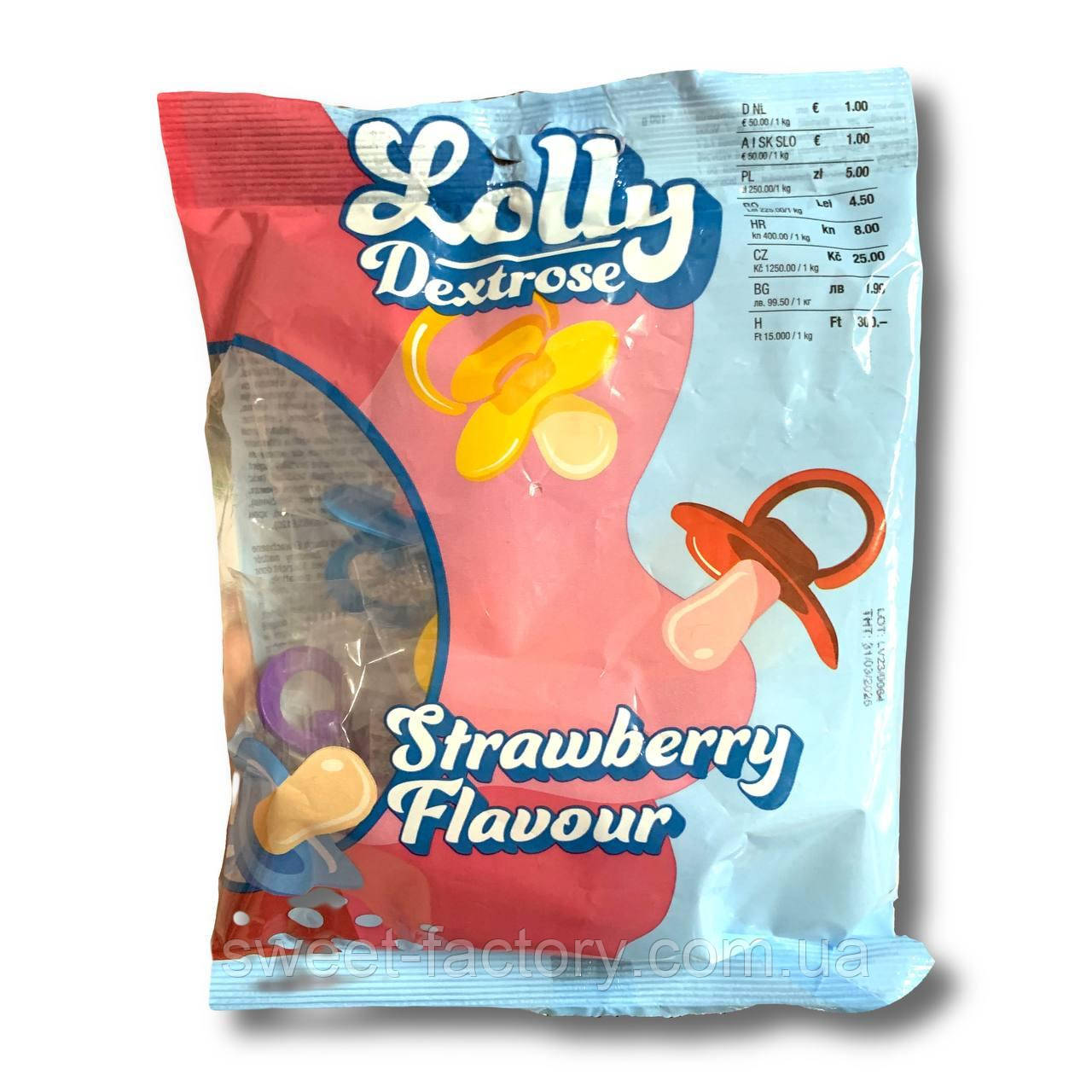 Cоски Lolly Dextrose Strawberry 20g, фото 1