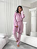 Тепла зимова велюрова плюшева жіноча піжама домашній костюм-трійка пудровий, фото 6