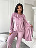 Тепла зимова велюрова плюшева жіноча піжама домашній костюм-трійка пудровий, фото 7