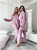 Тепла зимова велюрова плюшева жіноча піжама домашній костюм-трійка пудровий, фото 10