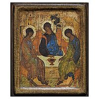 Икона Святая Троица (А. Рублева) на дереве 11х9 см