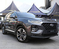 Дефлекторы окон с хром молдингом (ветровики) Hyundai Santa fe 2018-2023 (Fly)