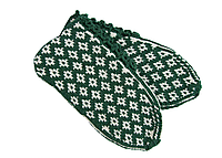 Вязаные тапочки-носки из натуральной шерсти женские зеленые