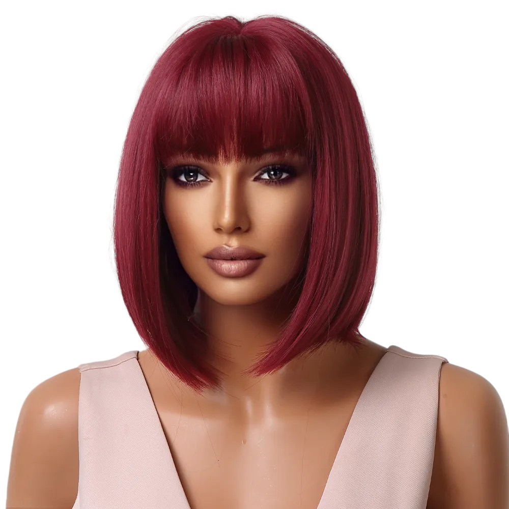 Перука Kaily червона бордо, натуральне синтетичне волосся