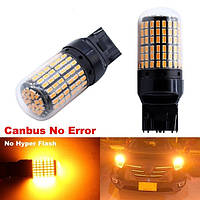 Авто LED лампы в повороты, ДХО T20, W21W, 7440 144SMD, 12В, 21ВТ Canbus-Без Быстрого моргания, желтый