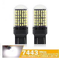 Авто LED лампы в СТОПЫ и габарит W21/5W, T20, 7443 144SMD, 12В, 21ВТ, Canbus-Без Быстрого моргания белый