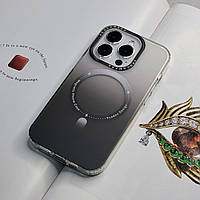 Чехол градиент для iPhone 14 Pro Max. Матовый черный цвет с magsafe
