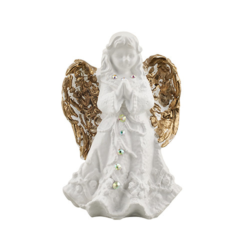 Статуетка Ангелик в молитві біло-золотий (гіпс) AN0036-3(G), фото 1