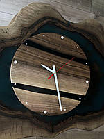Часы для гостиной деревянные дизайнерские из эпоксидной смолы, Годинники для дому лофт