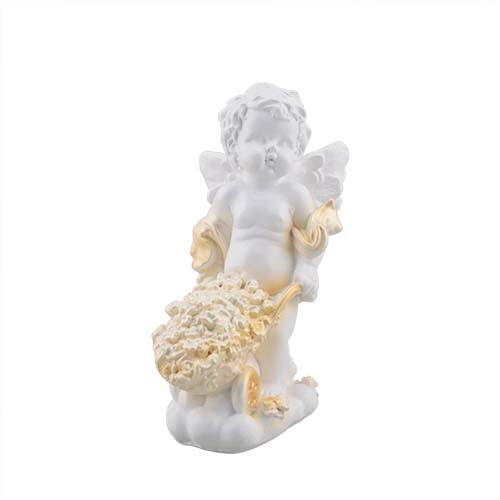 Статуетка Ангелик з тачкою кольоровий (гіпс) AN0724-11(G), фото 1