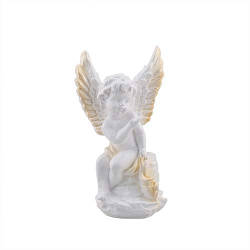 Статуетка Ангелик на камені кольоровий (гіпс) AN0715-11(G)