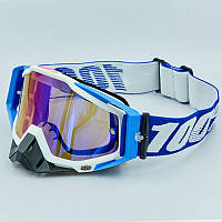 Мотоочки с затемненным визором очки для мотоцикла SP-Sport 0739 White-Blue