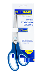 Ножиці, 215 мм, асиметр.ручки, з блак.гум.вставками, сині