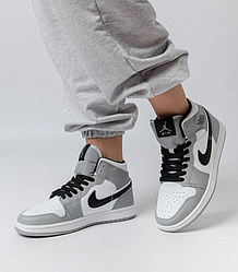 Жіночі кросівки Nike Air Jordan 1 High Smoke Gray високі Найк Аїр Джордан сірі шкіра