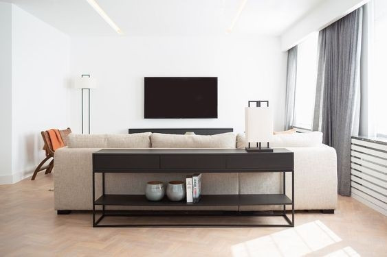 Консоль за диван із дерева (натуральний ясен) і металевими ніжками 1800х300х600 мм, фото 1