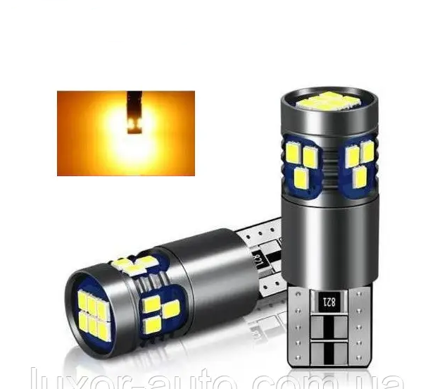 Світлодіодні LED-лампи W5W WY5W T10 3030 18SMD Canbus Samsung (жовтий)