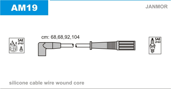 Дроти запалювання JanMor AM19 для BUICK CENTURY 2,5, CHEVROLET, CELEBRITY 2,5, OLDSMOBILE, CIERA 2,5