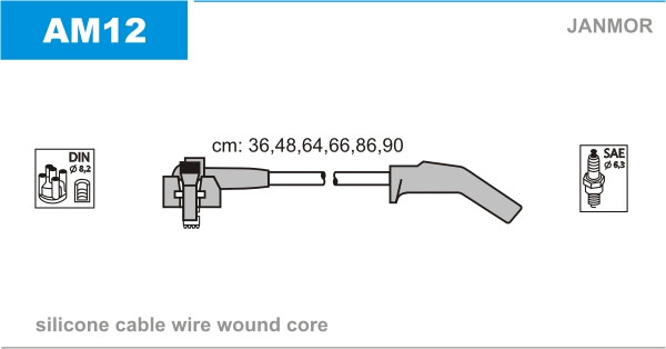 Дроти запалювання JanMor AM12 для FORD USA, MUSTANG 3,8