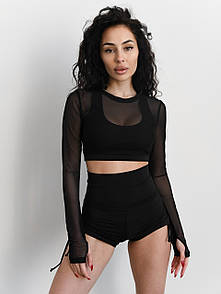 Жіночий спортивний рашгард сітка - чорний