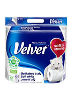 Туалетная бумага Velvet Soft White трехслойная 150 отрывов 4 рулона