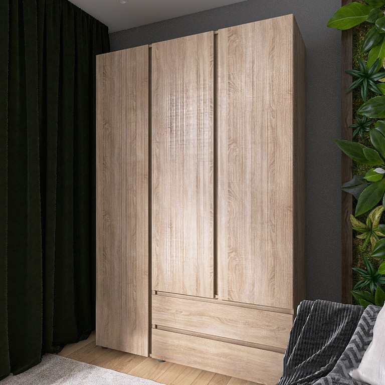 Велика розпашна шафа з шухлядами Лайт ШЛ-3 Дуб сонома