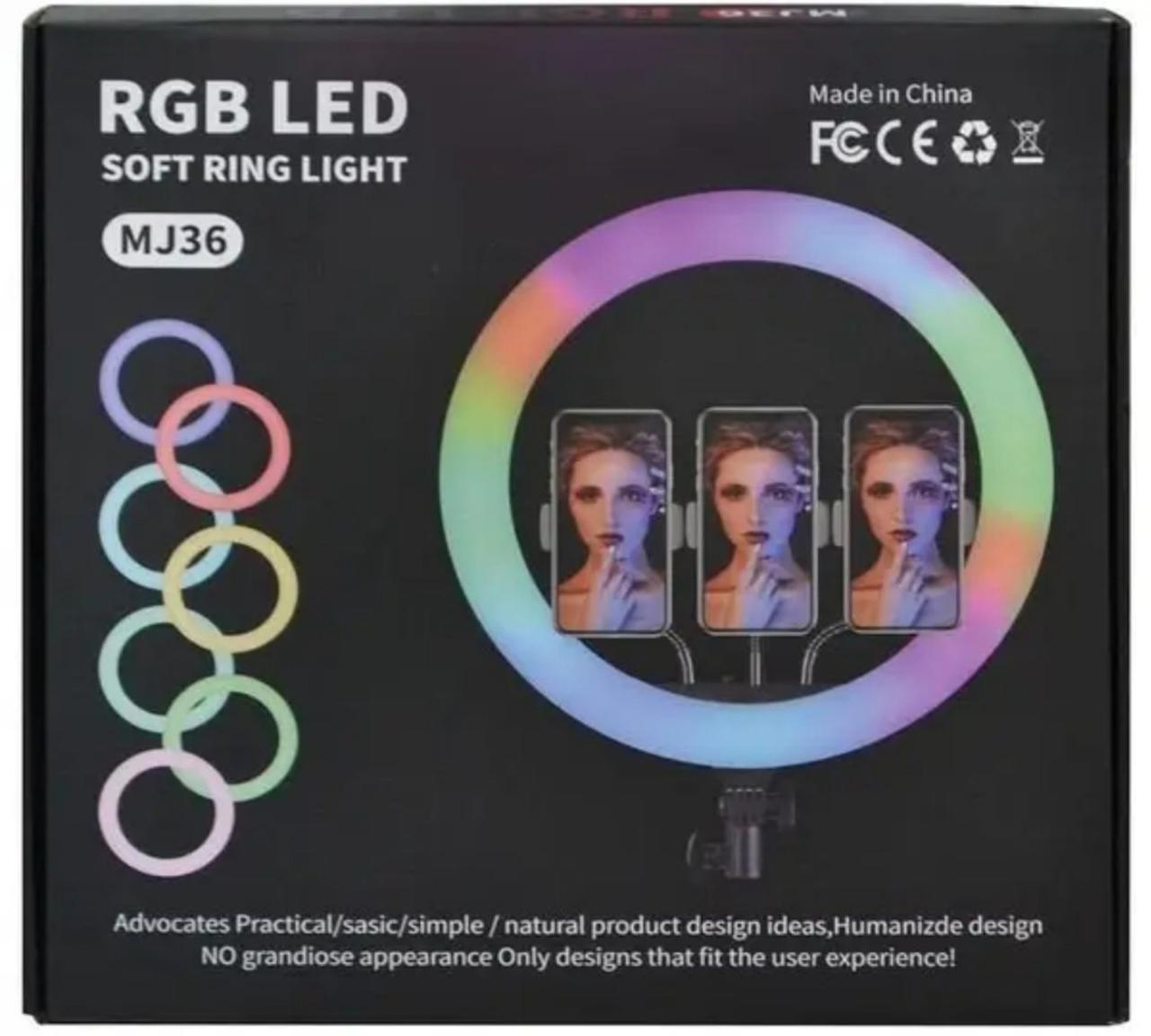 Кільцева селфі лампа RGB 3D-36 см, фото 1