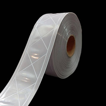 Стрічка світловідбиваюча ПВХ ромб, 50мм, біла