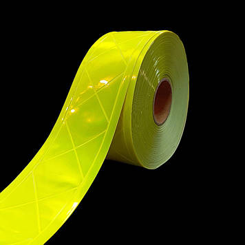 Стрічка світловідбиваюча ПВХ ромб, 50мм, жовта