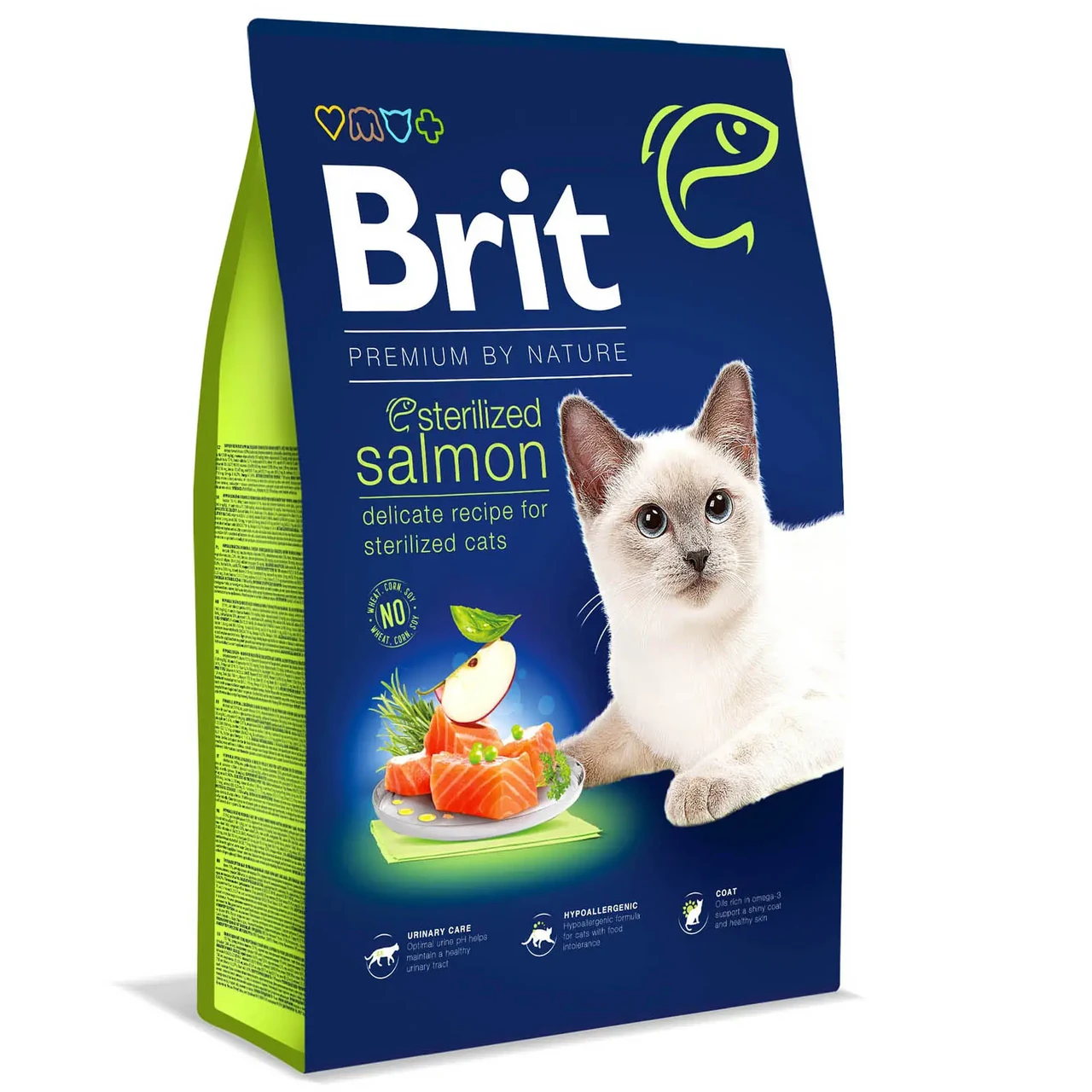 Brit Premium by Nature Cat Sterilized Salmon 8 кг корм для стерилізованих кішок (лосось) (1кг-125грн)
