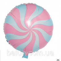 Фольгована кулька круг "Льодяник" рожева 18"(45см) 1шт.
