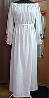 Дизайнерська лляна біла жіноча сукня "Натхнення" з вишивкою УкраїнаТД 46-54 розміри льон