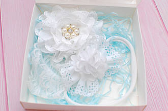 Пов'язка дитяча набір 2 штуки для дівчинки стрейч білий 738 об