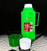 ТЕРМОС 1.8л со стеклянной колбой и 2 чашечками. 3 цвета Зеленый