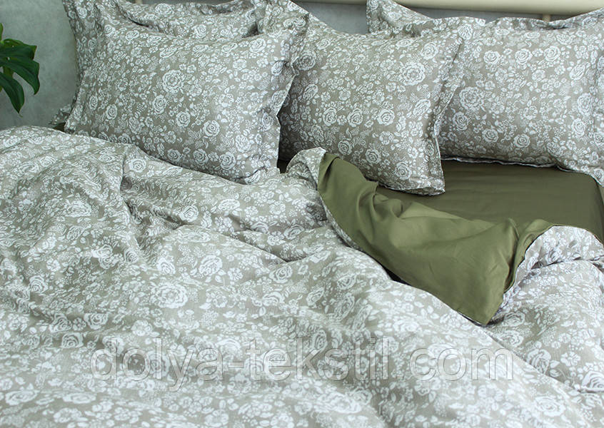 Сатин Преміум Сімейний комплект постільної білизни з компаньйоном ТМ Prima Teks  PT-010, фото 1