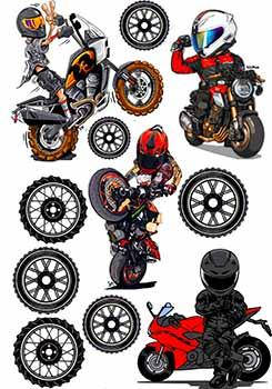 ◆ Kartoon  ◆ Вафельная съедобная картинка Мотоцикл А4 (p1285), цена: 56