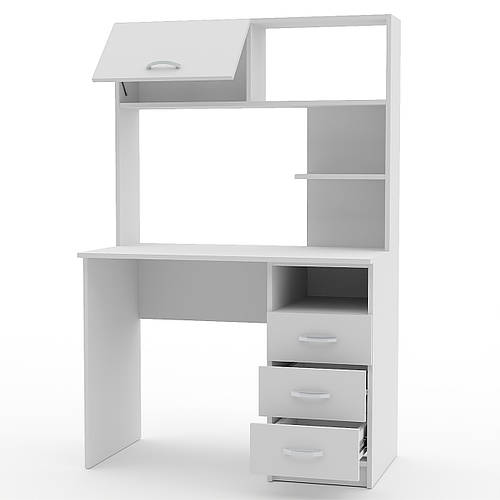 Маленький белый письменный компьютерный стол для ноутбука с надстройкой ...