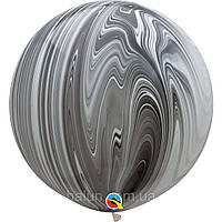Латексна кулька Qualatex чорно-біла агат 30" (75 см) 1 шт