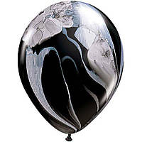 Латексна кулька Qualatex чорно-біла агат 11" (27,5 см) 1 шт