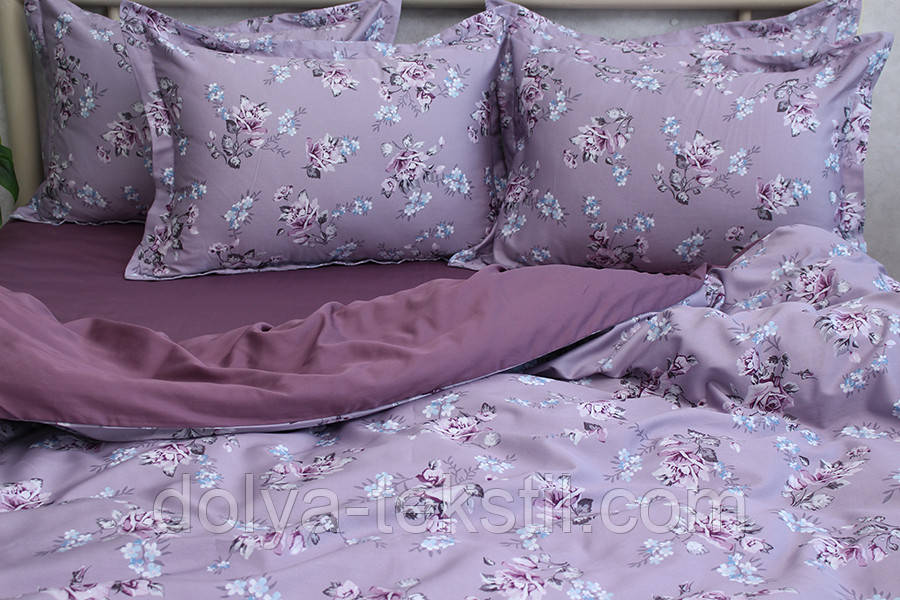 Сатин Преміум 1,5-спальна постільна білизна з компаньйоном ТМ Prima Teks PT-011, фото 1