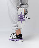 Жіночі кросівки Adidas Niteball весна-осінь повсякденні шкіряні (White Black Purple). Живе фото, фото 8