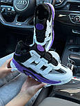Жіночі кросівки Adidas Niteball весна-осінь повсякденні шкіряні (White Black Purple). Живе фото, фото 6