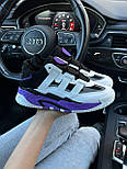 Жіночі кросівки Adidas Niteball весна-осінь повсякденні шкіряні (White Black Purple). Живе фото, фото 3
