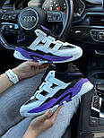 Жіночі кросівки Adidas Niteball весна-осінь повсякденні шкіряні (White Black Purple). Живе фото, фото 5