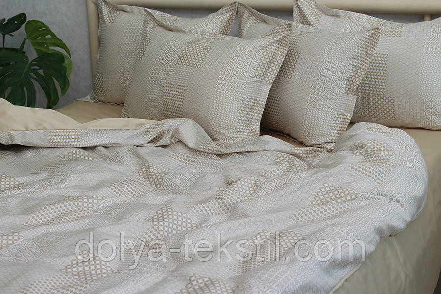 Сатин Преміум Сімейний комплект постільної білизни з компаньйоном ТМ Prima Teks  PT-012, фото 1