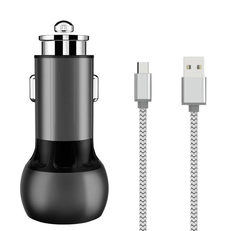 Автомобільний зарядний пристрій LDNIO C1 USB, USB-C (36 W) PD QC 3.0 Black + кабель USB-C — Micro USB (C503Q)