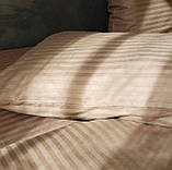 Комплект постільної білизни Страйп сатин Капучіно Полуторний розмір 150х220, фото 5